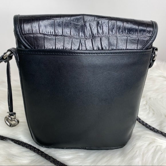 Vintage Brighton Croc Embossed Leather Bucket Crossbody - Picture 3 of 7